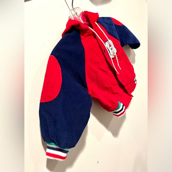 Vintage Baby Bomber Jacket Hoodie 18 Months Red Blue Ivy League 100% Cotton - Picture 5 of 13
